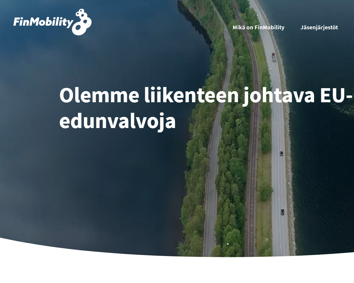 Sivut yhdistykselle finmobility - video aloitusnäkymässä
