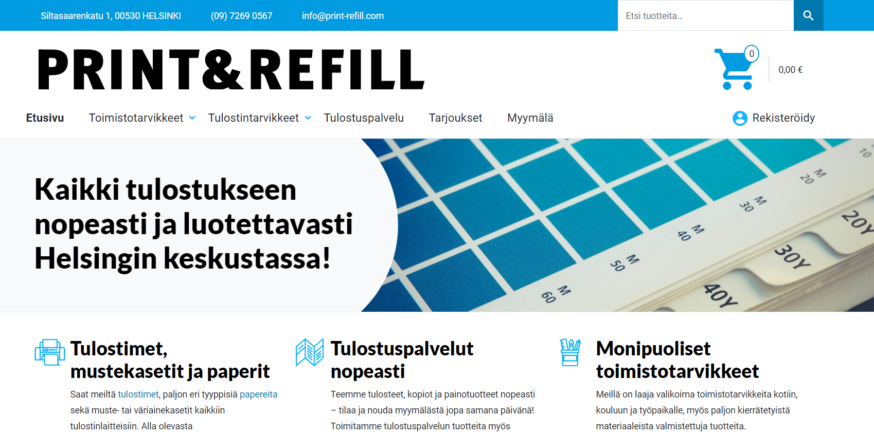 Etusivu Print & Refillin WooCommerce-verkkokauppa