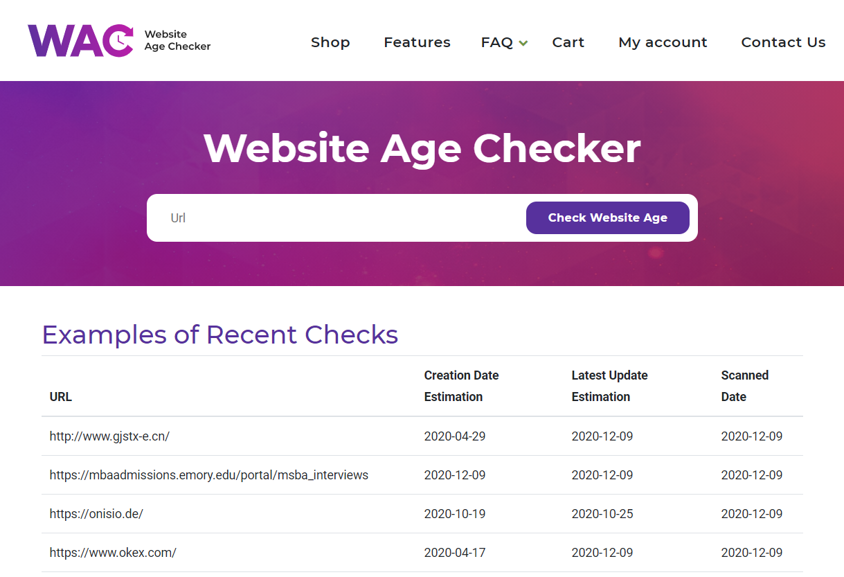 Website Age Checker