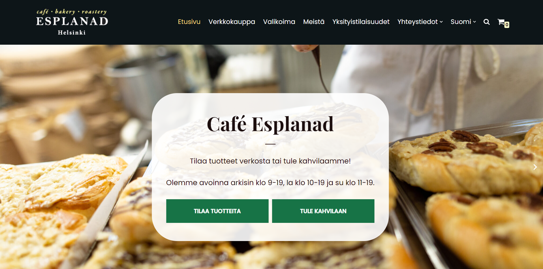 Verkkosivut Café Esplanad ja Café Succèss