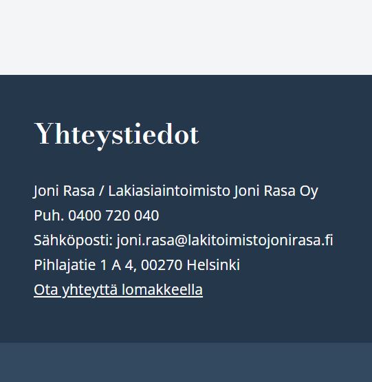 Kotisivut viikossa Lakiasiaintoimisto Joni Rasalle