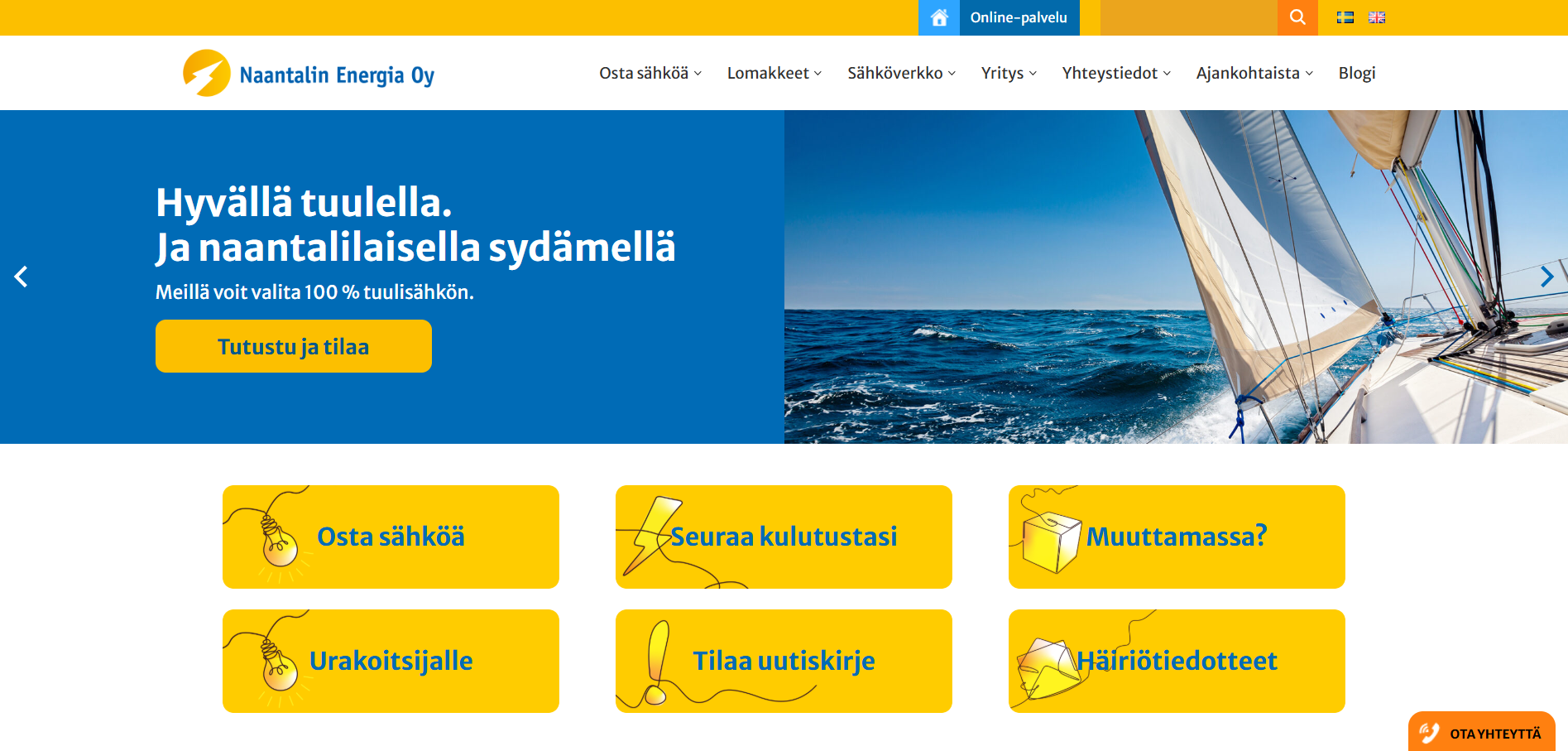 Sähkön verkkokauppa ja kotisivut yritykselle Naantalin Energia