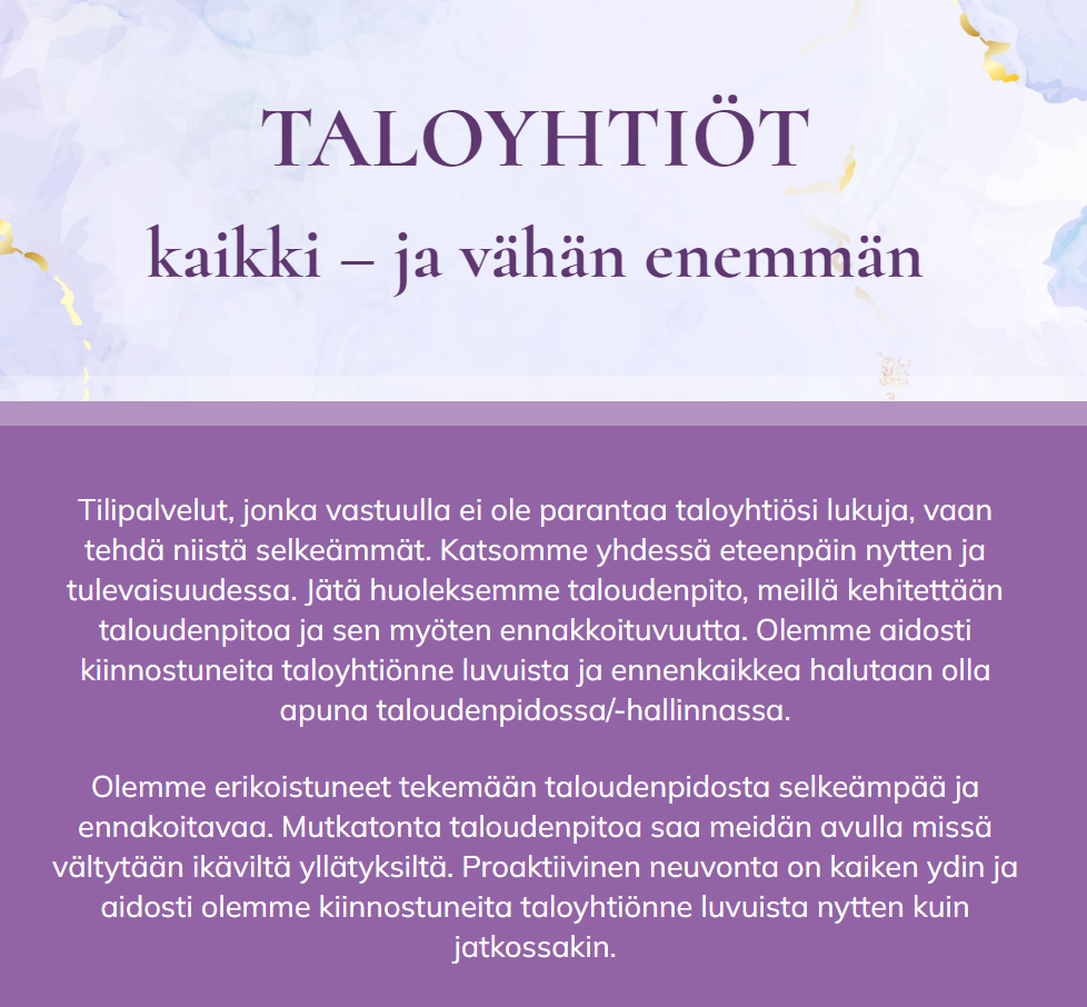 Yritysilmeen suunnittelu ja nettisivut - palvelusivu