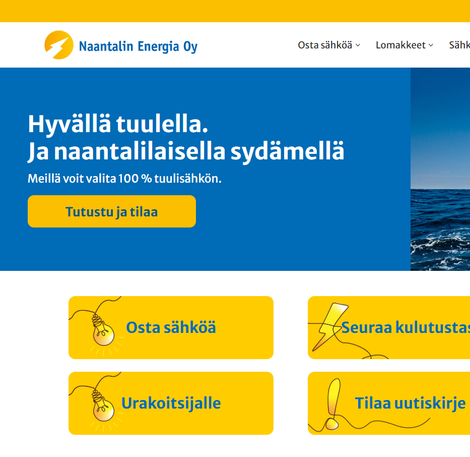 Kevyt verkkosivujen ilmeen uudistus Naantalin Energia