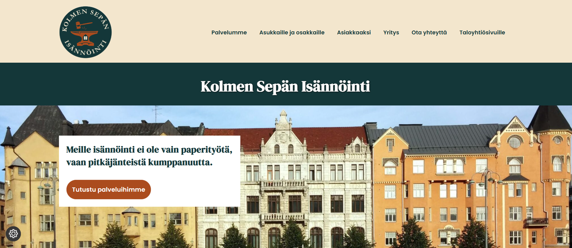 Sivut ja digimarkkinointi Kolmen Sepän Isännöintitoimistolle