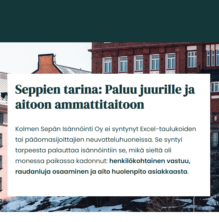 Sivut ja digimarkkinointi Kolmen Sepän Isännöinnille