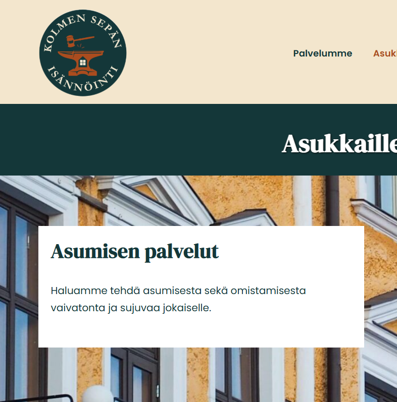 Sivut Kolmen Sepän Isännöintitoimistolle