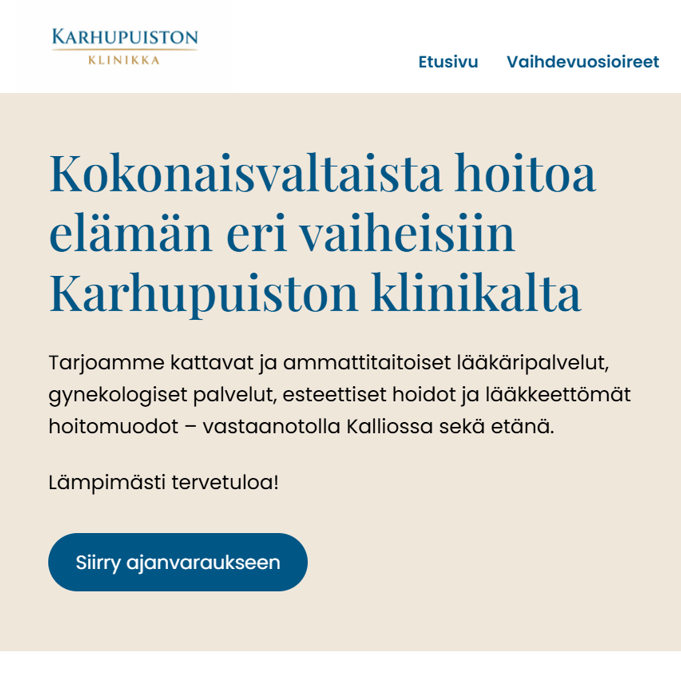Kotisivujen uudistus Karhupuiston klinikka